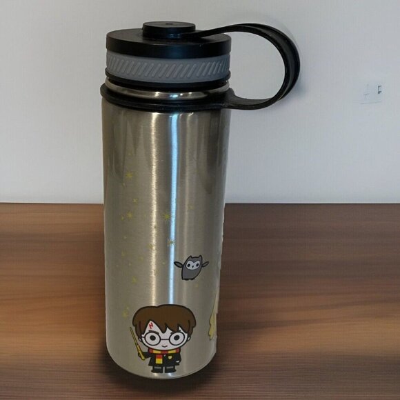 Harry Potter Stainless Steel Water Bottle Harry, Ron, Hermione Chibi Characters - Picture 1 of 8